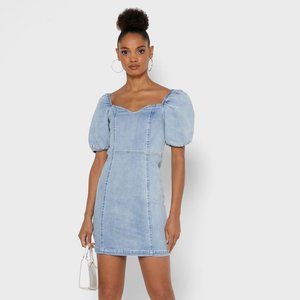 [NWT] River Island Puff Sleeve Denim Dress